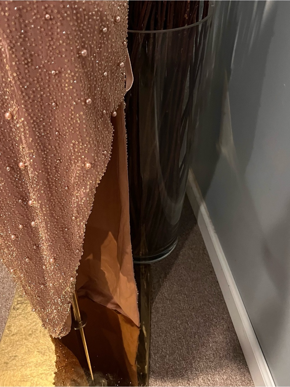 🌸NWT OH POLLY BORDEAUX BEIGE BEADED MAXI SKIRT SIZE 6🌸 - Picture 4 of 7